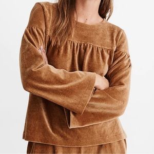 Madewell Texture & Thread Warm Hickory Soft Corduroy Swing Top Bell Sleeve